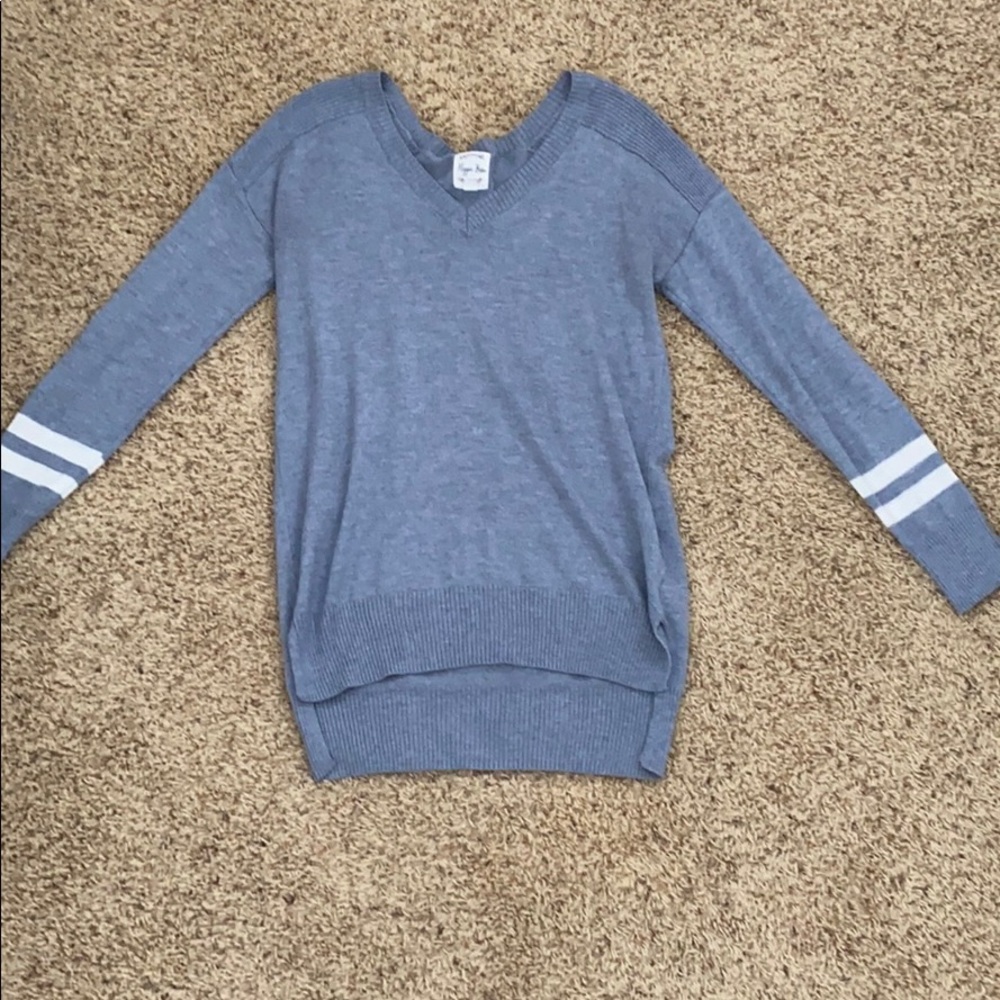 long-sleeve blue shirt
